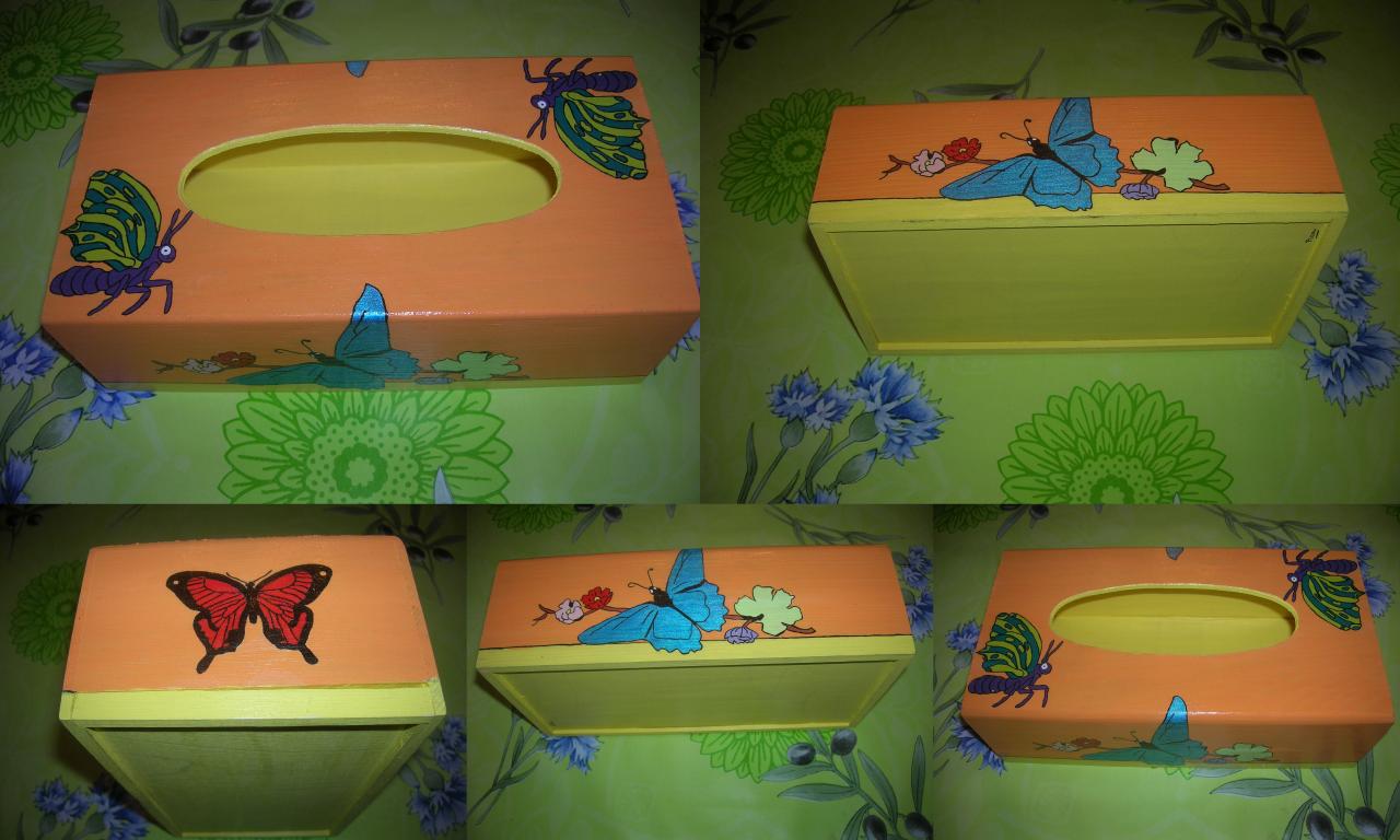 Boîte à Mouchoirs papillons orange et jaune